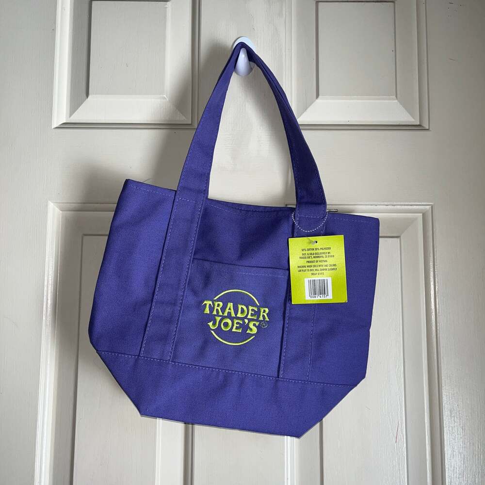 Trader Joe's Mini Halloween Canvas Tote Bag Purple Limited Edition - Picture 2 of 2